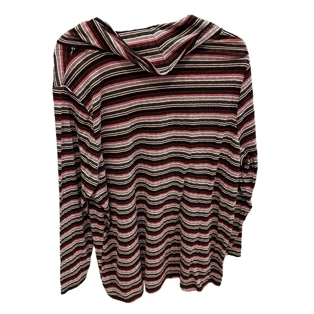 Lane Bryant Jersey Knit Tunic Top Womens 22/24 Striped Cowl Neck Long Sleeve